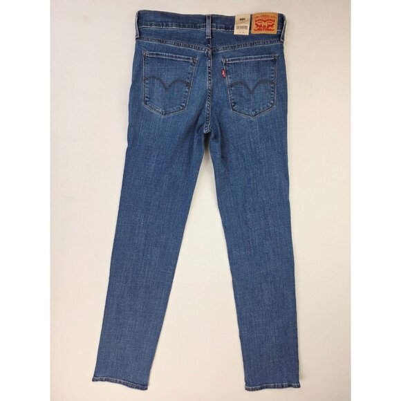 Levis 29X32 Womens 314 Shaping Straight Mid Rise Stretch Blue Denim Jeans NWT - Picture 1 of 16